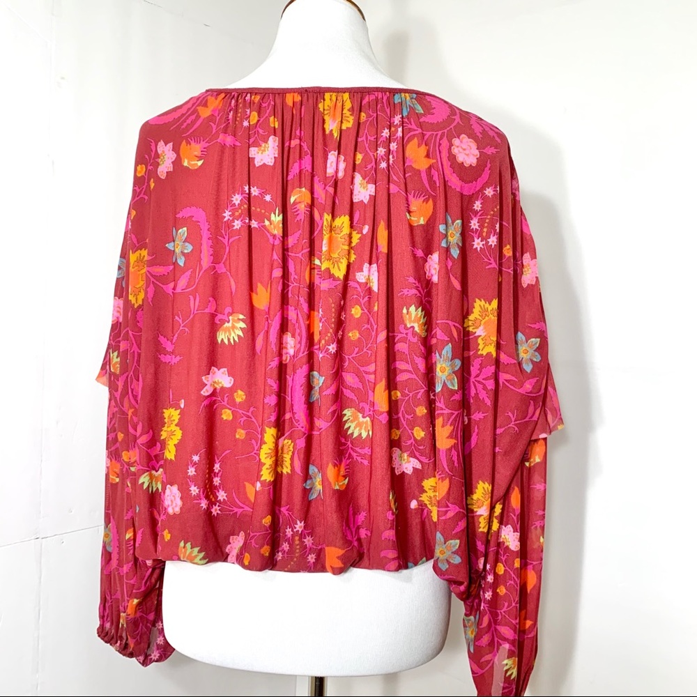 SOLD-Free People Floral Draped Peasant Blouse - Picture 5 of 10